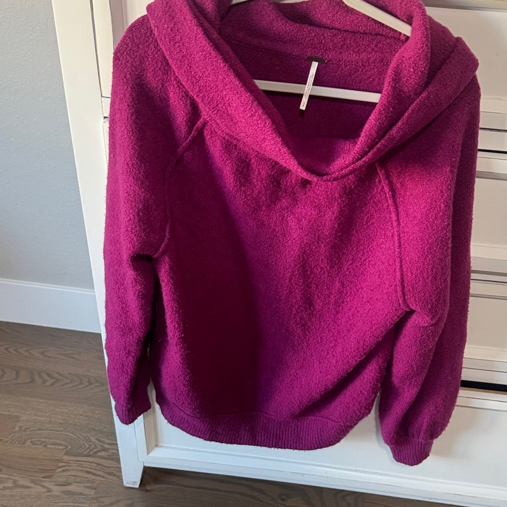 Free People Fuchsia Cowl Neck Sweater